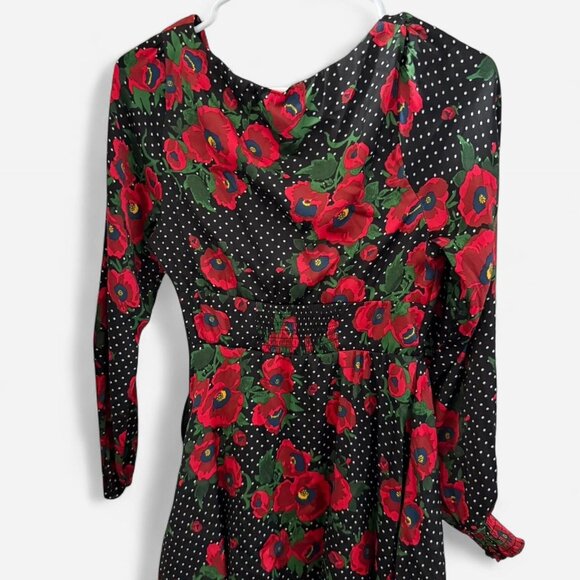 Free people Red and black floral print dress - Picture 2 of 2